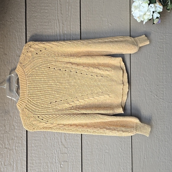 AMERICAN EAGLE Mustard yellow Cable Knit Crew Neck Long Sleeve Sweater XS - Picture 7 of 7